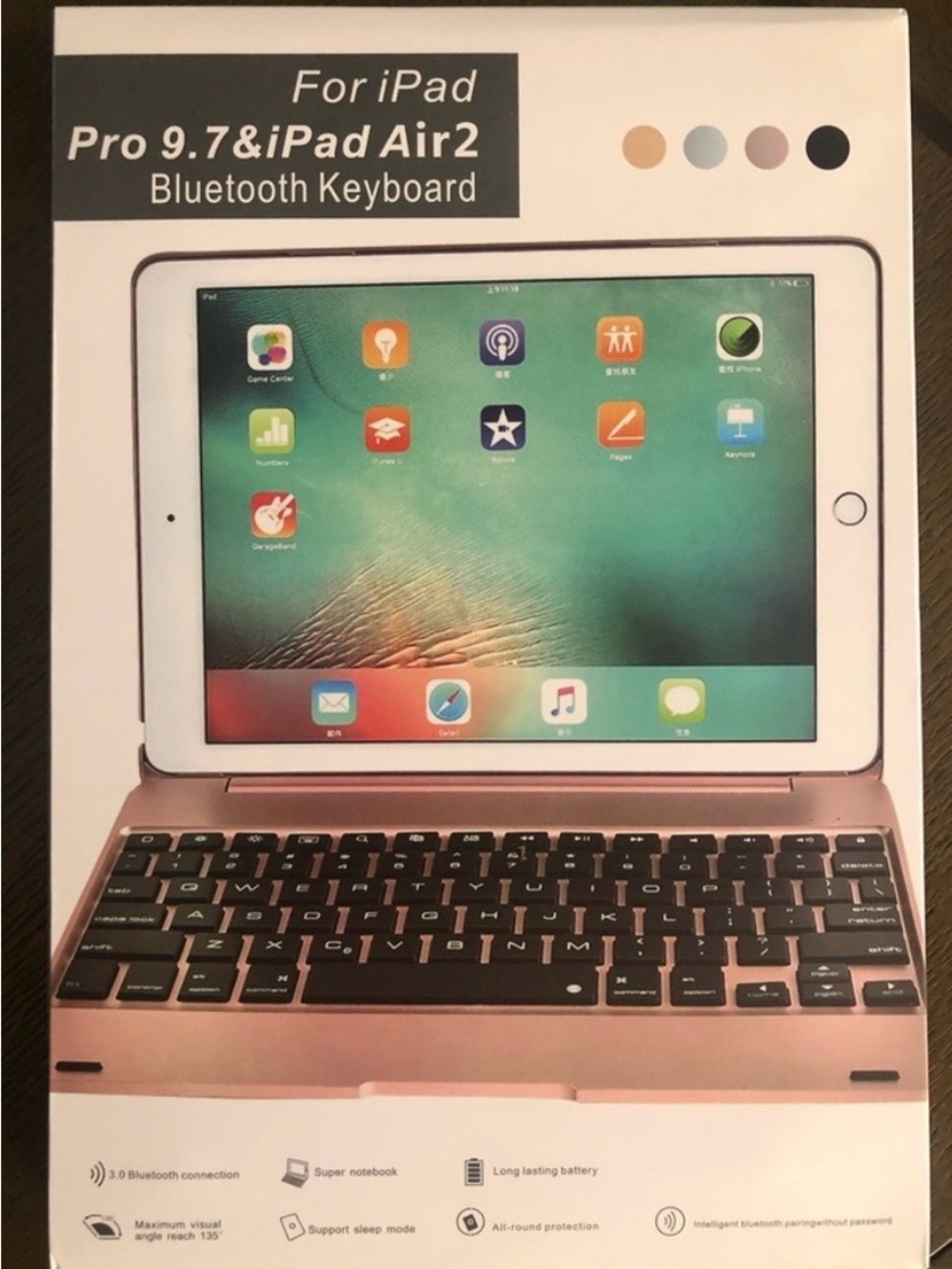 Bluetooth Keyboard Case for iPad Pro 9.7 & iPad Air 2 - silver. New.